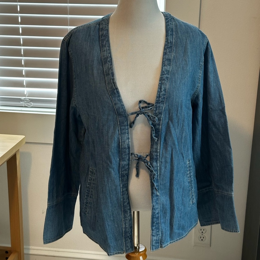 Free People Denim Tie-Front Jacket